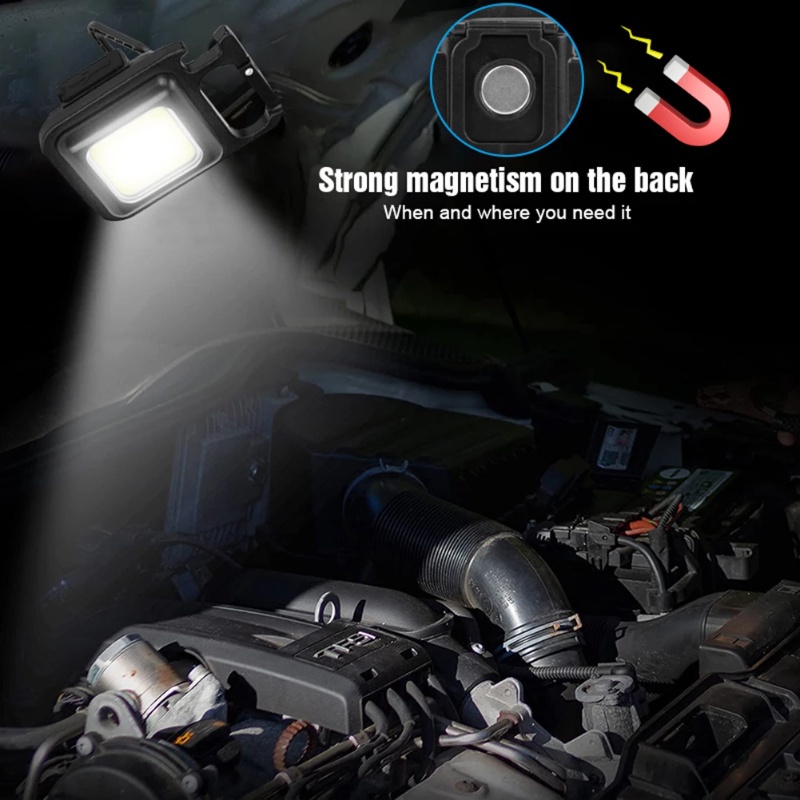 COB Lampu Led Gantungan Kunci Pocket Flashlight Multifungsi  Emergency lampu Waterproof Pemeliharaan  Camping Memancing mini Strong Light