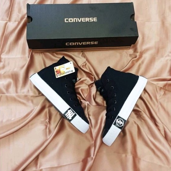 Sepatu Anak Converse Tinggi Hitam All Star Kasual Sepatu Anak Laki Laki Perempuan Sekolah