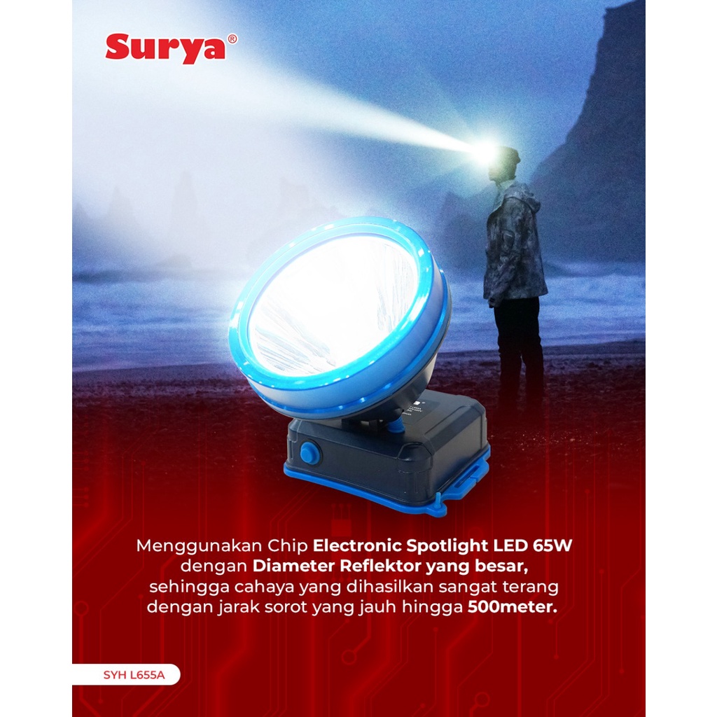 SURYA SENTER KEPALA LED 65 WATT PREMIUM SUPER LED SYH L655A