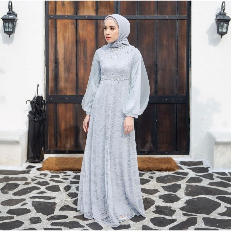 READY JUMBO DAN ALLSIZE | BISA COD || NADINE MAXI || DRESS GAMIS BROKAT LUNA DRESS BRUKAT TULLE KEKINIAN OUTFIT PESTA SERAGAM BRIDESMAID GAMIS BROKAT TILLE DRESS KONDANGAN GAMIS LEBARAN