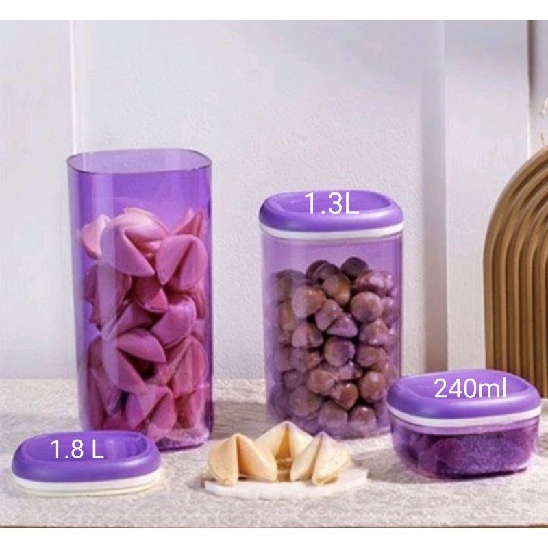 Jual Tupperware toples crystal canister ungu set (3) Shopee Indonesia