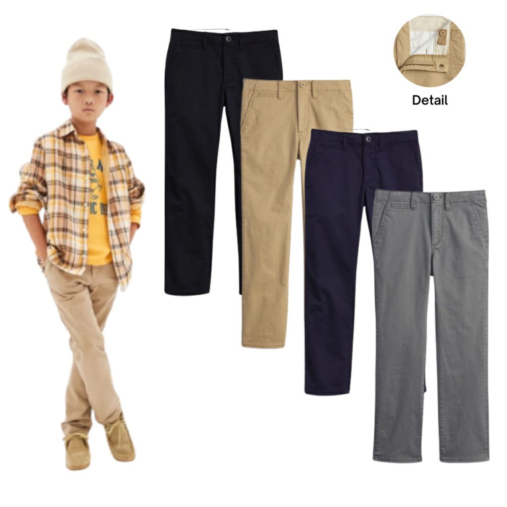 Celana Panjang Anak Laki Laki Model Chino Motif Polos Branded GAP Kids GKPJGL030