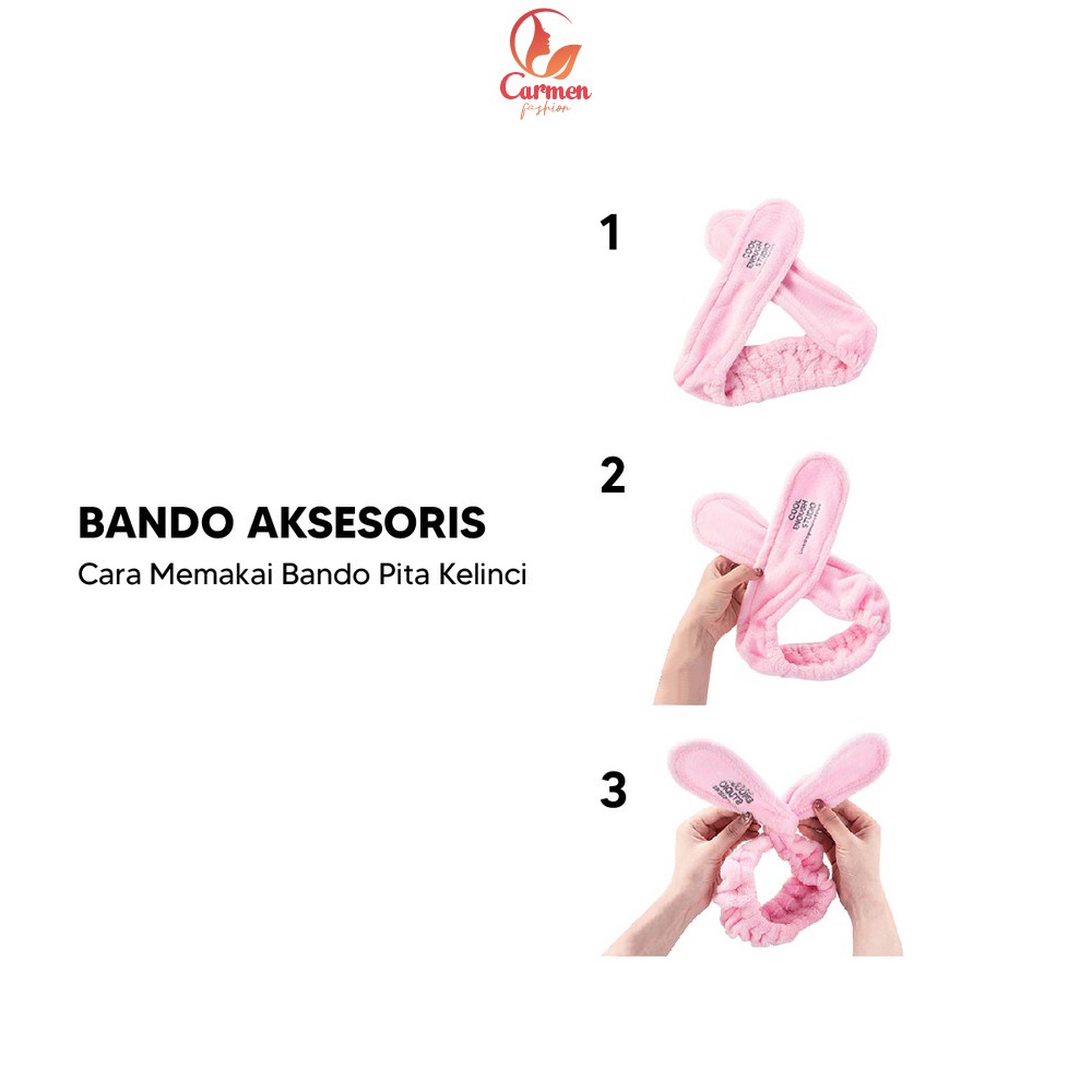 Bandana Masker Wanita Motif Pita Kelinci Lucu Bando Korea / Bando Mandi / Bendo Facial Cuci Muka Headband Rabbit Import CF C69