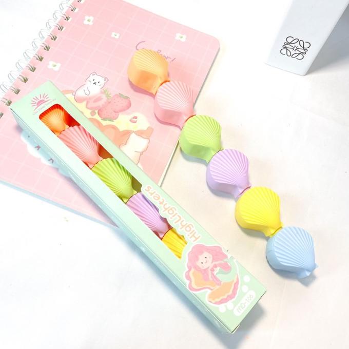 

Highlighter 5 warna bentuk Kerang Shell Laut Sea Mermaid warna pastel