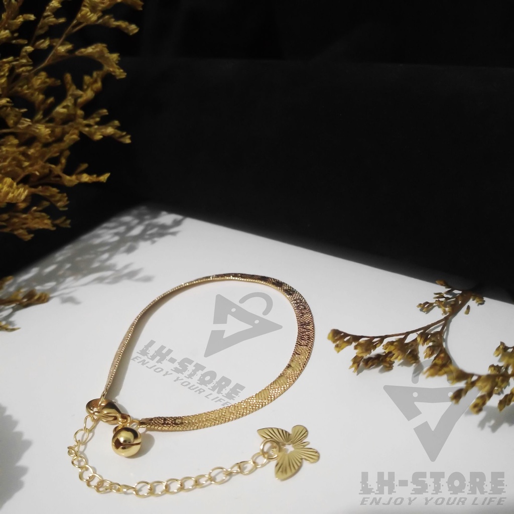 Gelang Tangan Aesthetic Gepeng Pipih Gold Berlapis Emas Terbaru Anti Karat