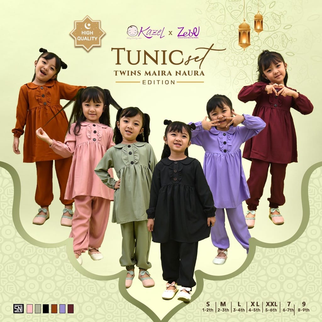 Kazel Zebe Tunic Set 1-9 th Twins Maira Naura - WARNA RANDOM