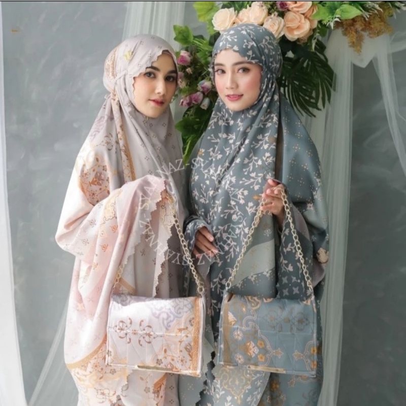 Mukena Maxmara Silk Premium Luxury Printing /Mukena 2 in 1/Mukena Viral