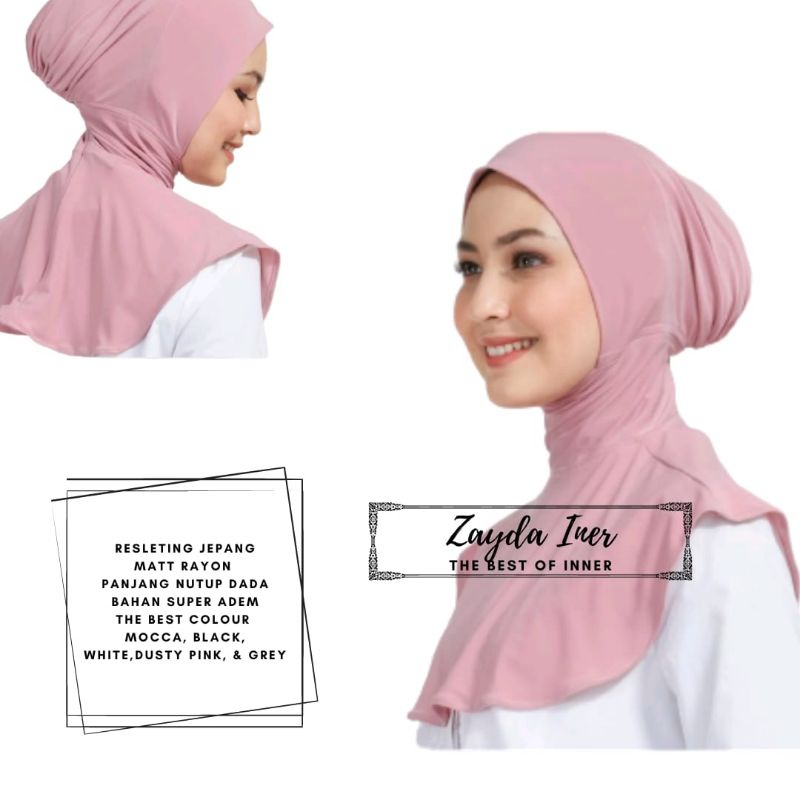 Ciput inner Ninja non cemol Resleting Belakang jersey Premium Iner Ninja Dalaman Hijab Zipper Bahan 