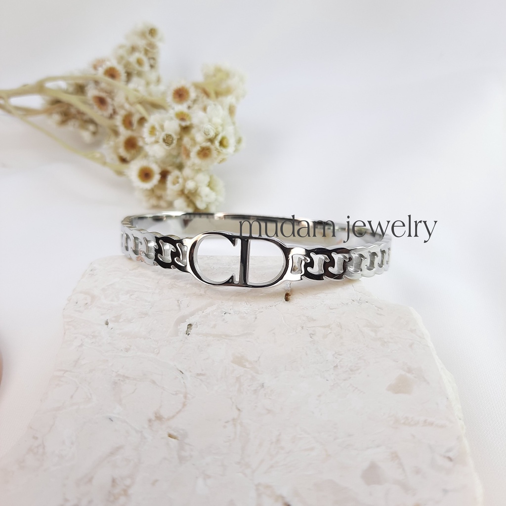 Gelang Bangle Titanium Model C. Di*r Tersedia Warna Rose Gold, Gold dan Silver