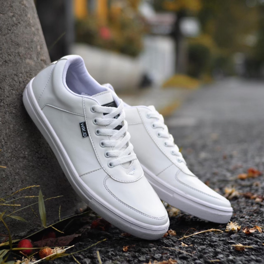 BURAY - Sepatu Pria Casual santai - Sepatu Sneaker Pria Kulit Tali FULL BLACK PUTIH Original - Sepatu Formal Pria Dewasa Kerja Kantor Kondangan Fasion Trandy