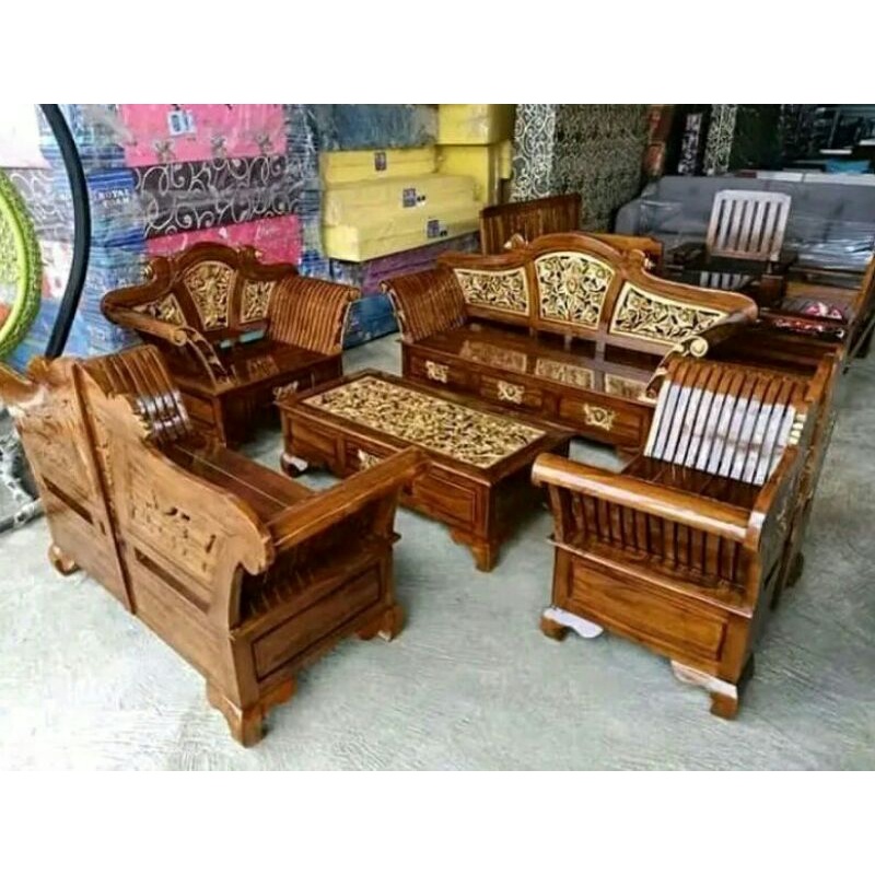 Kursi tamu madura keong kayu jati 3211+ meja