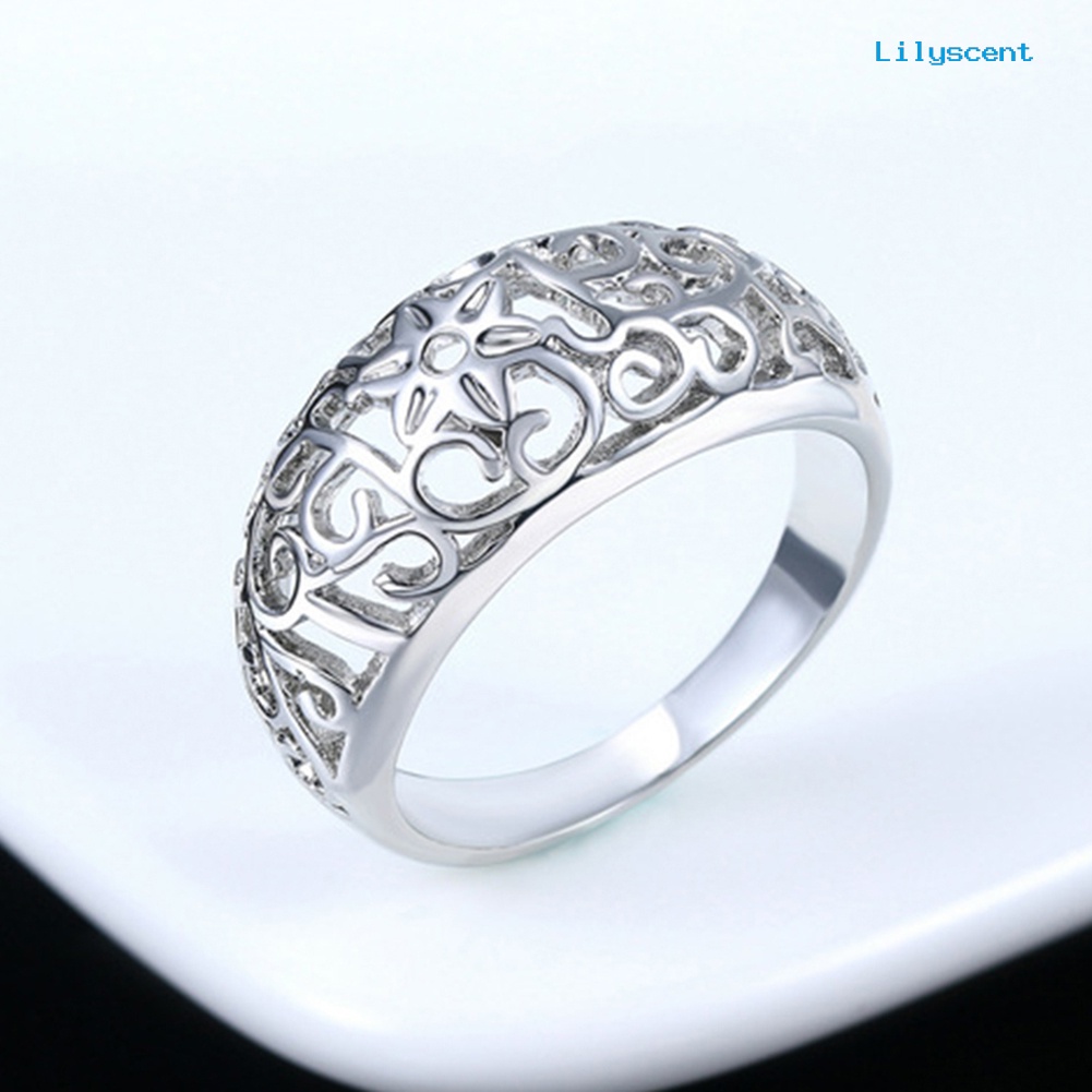 [LS] Fashion Wanita Berongga Bunga Band Handmade Jari Cincin Pertunangan Perhiasan Deor