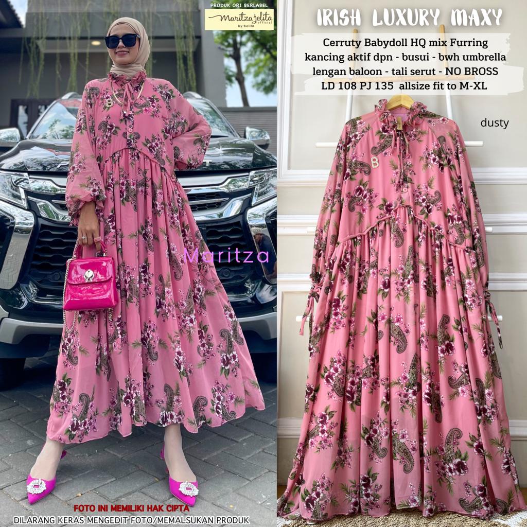 DRESS MAXY LENGAN BALON IRISH LUXURY MAXY BY MARITZA
