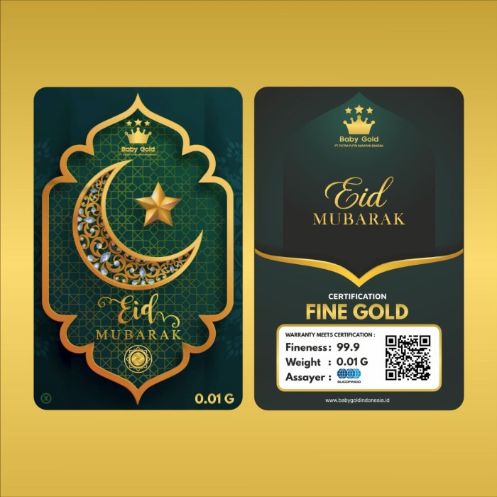 BABY GOLD 0,001 HARI RAYA IDUL FITRI HAPPPY EID MUBARAK HARGA PER BIJI