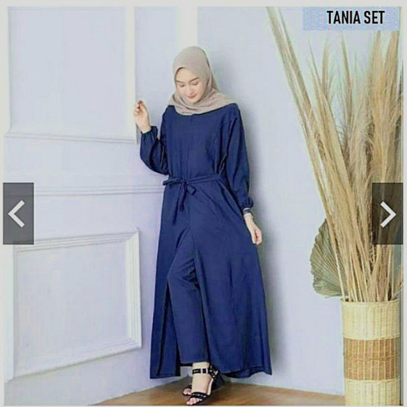 TANIA SET LONG TUNIK BAJU JUMBO BAHAN CRINCLE WANITA BEST SELLER