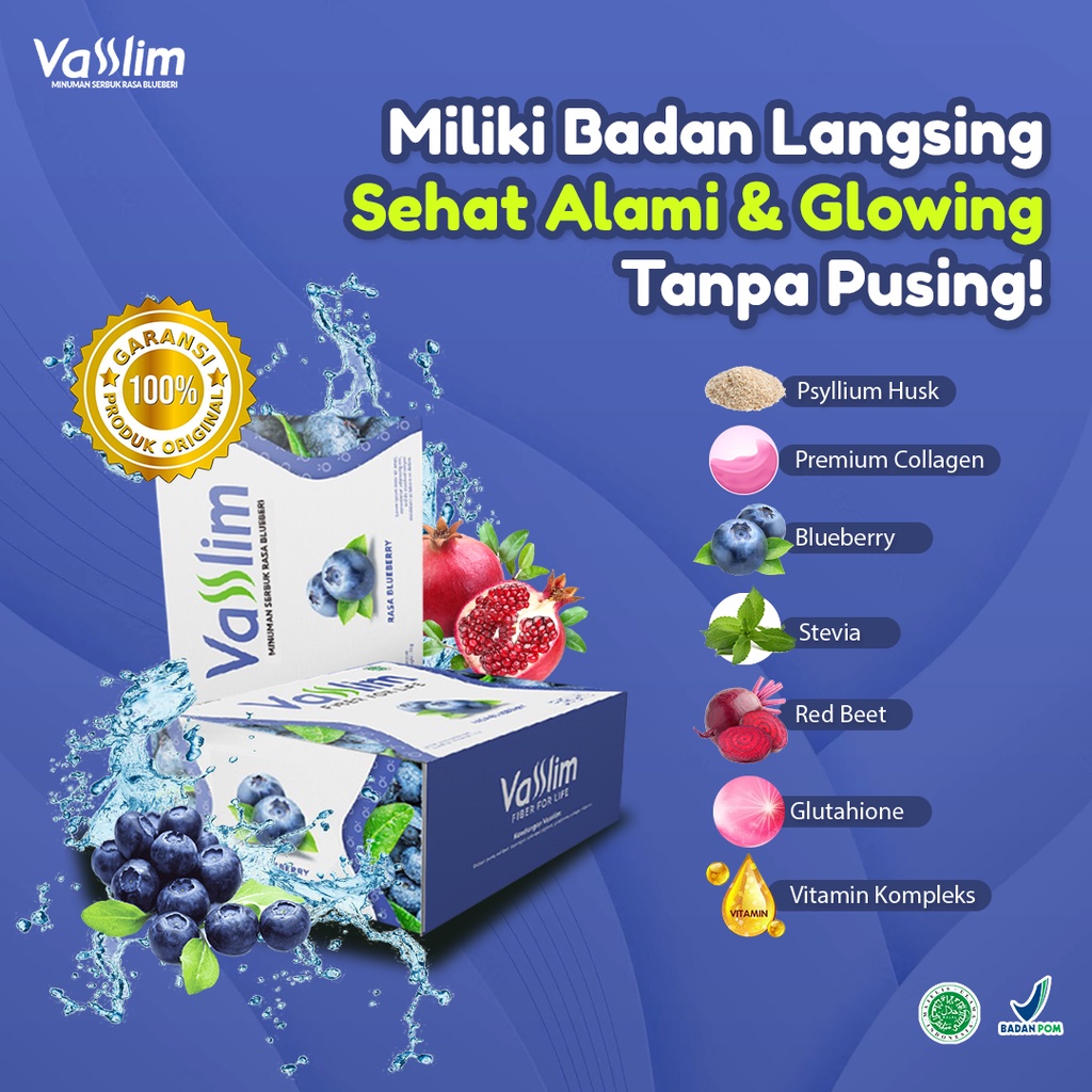 Vasslim Fiber Drink Suplemen Diet Pelangsing Badan Penurun Berat Badan Cepat dan Ampuh Bpom Ori