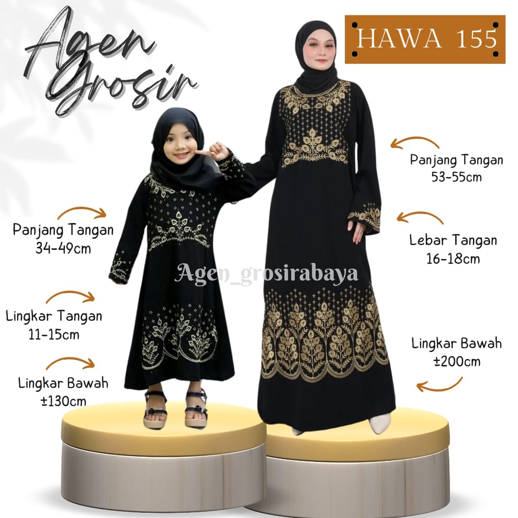 Abaya bordir hawa 155 abaya hitam gamis hitam baju muslim busana anak turkey arab terlaris dan termu