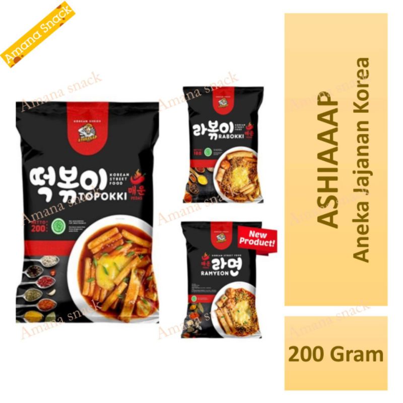 Ashiap Topokki Rabokki Ramyeon Jajangmyeon Odeng Kuah Kaldu Gochujang Hot Pedas Asin Gurih Kualitas Terjamin Kemasan Plastik Siap Saji Bumbu Rempah Khas Korea Best seller di amanasnack ashiaaap ashiaap asiap