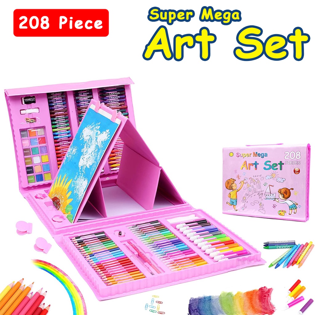 Alat Gambar Crayon Super Mega Art Set Pensil Warna Cat Air 208 &amp; 150