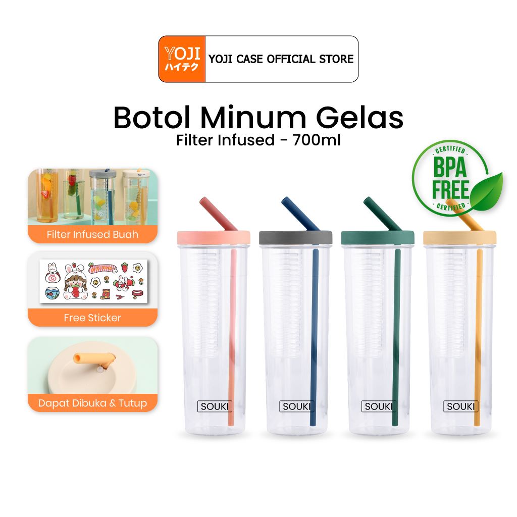Jual YOJI Water Bottle Infused Transparan 800 ML Shopee Indonesia