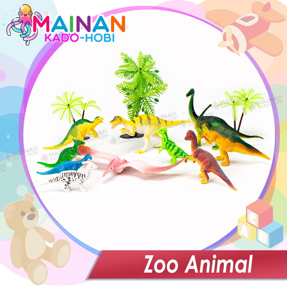 HADIAH KOLEKSI ANAK PAJANGAN SET MINIATUR ZOO ANIMAL DINOSAURUS