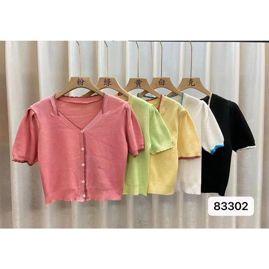 Tamae Top Crop Knit Korea Style - Atasan Wanita Rajut Import TM (83302)