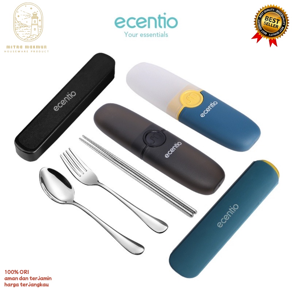 ECENTIO ALAT MAKAN SET FREE WADAH ISI 2 / 3 PCS STAINLESS STEEL SENDOK GARPU SUMPIT 1 SET