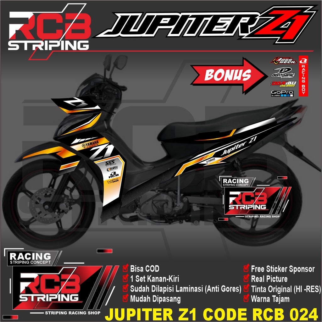 Stiker Jupiter Z1 sticker jupiter z1 - Jupiter RC Striping Jupiter Z1 Racing Minimalis Gold Rcb 024