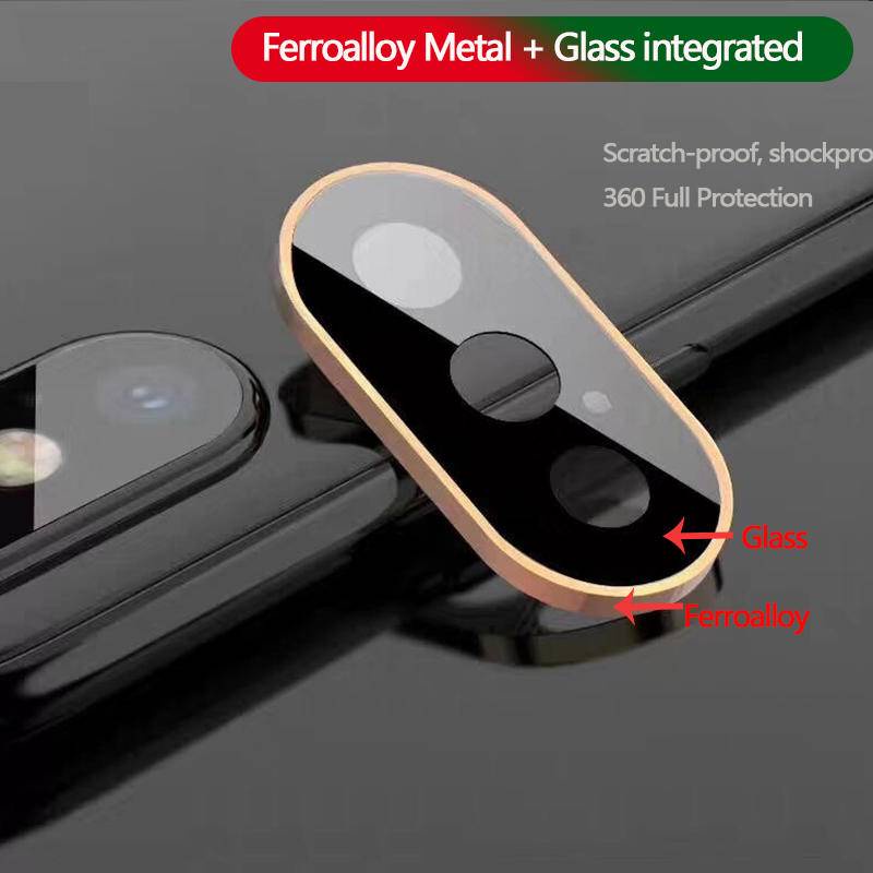 Penutup Pelindung Lensa Kamera Terintegrasi Bahan Metal Dan Kaca Untuk iPhone X XS MAX XR 360ring Perlindungan Penuh Untuk iPhone XS MAX Camera Film