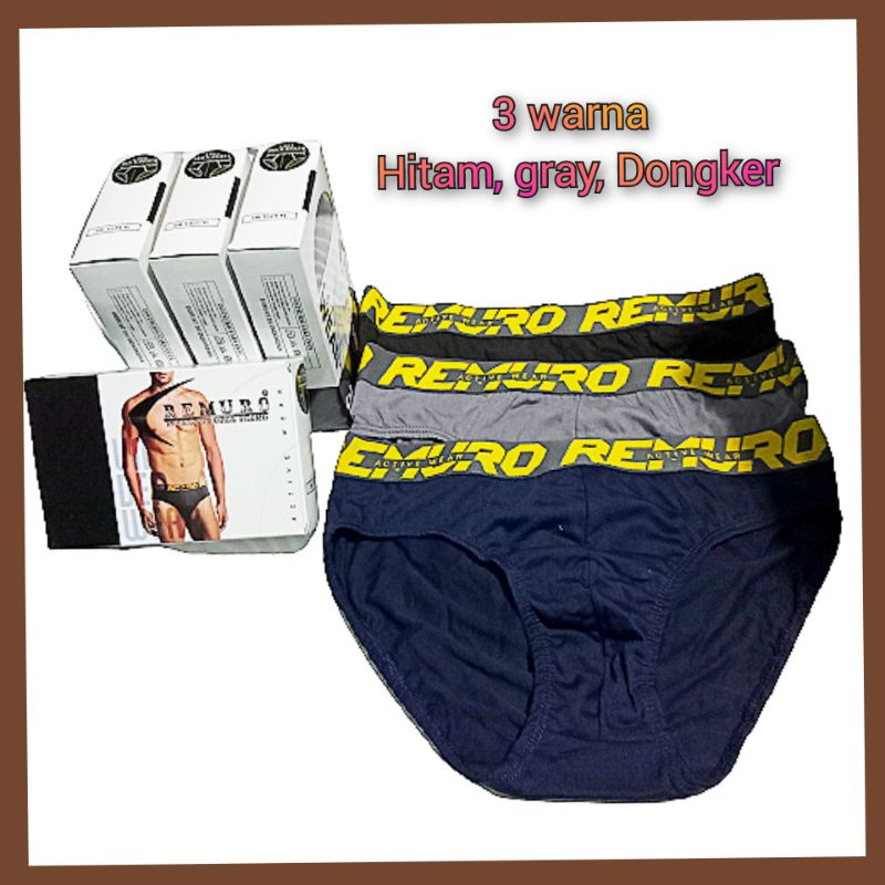Cd Brief Sempak isi 3 Celana Dalam Pria Remuro Dewasa Sport