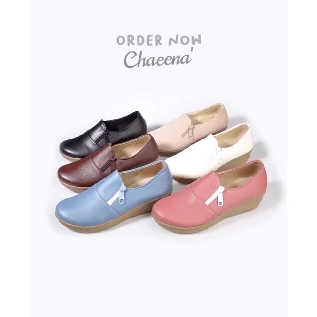 Sepatu Wanita Aqila Terbaru slip on Brand Chaeena' 010 Sepatu Kasual Resleting wanita Terlaris