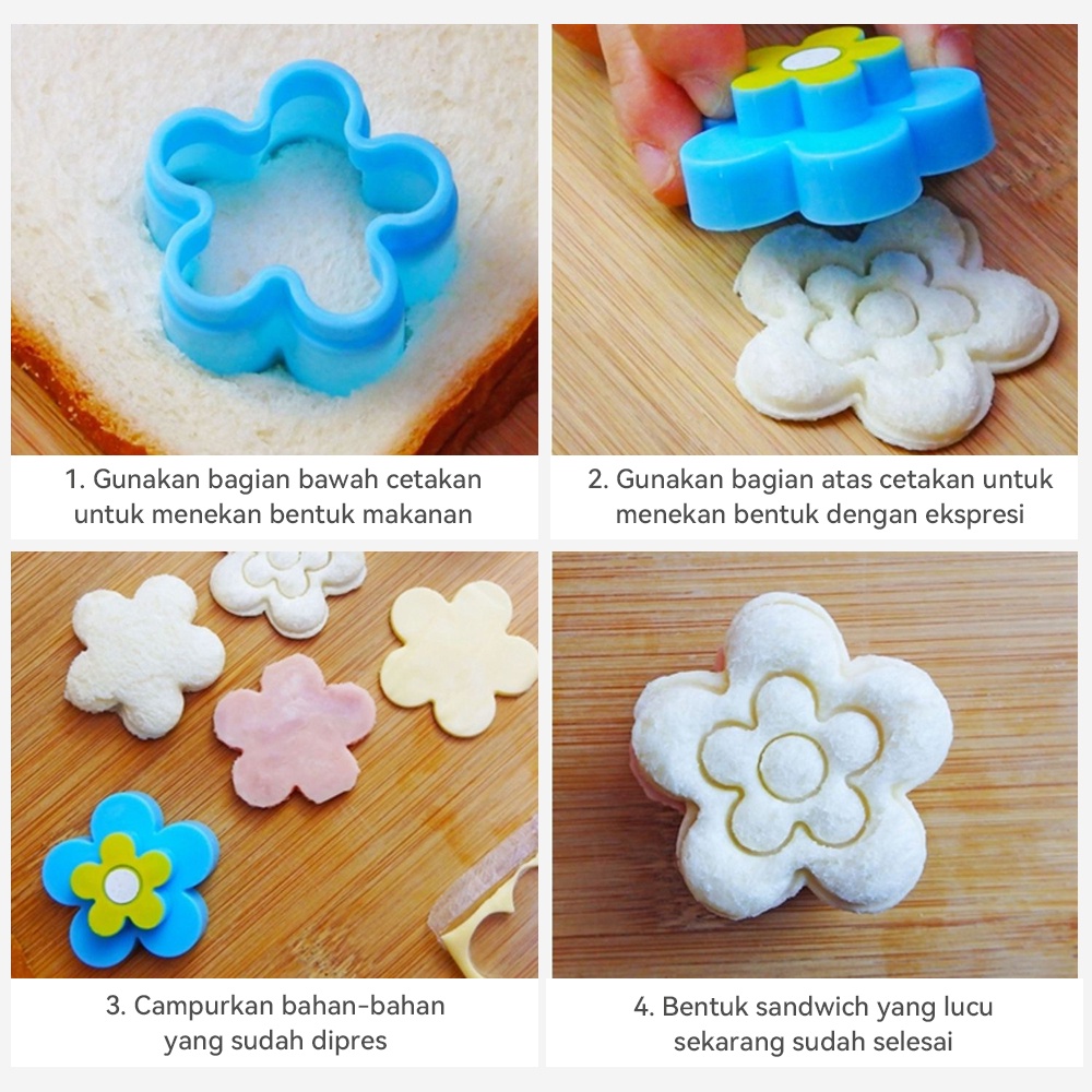 Lakhu set Cetakan Pemotong Roti Sandwich cetakan bekal anak sandwich cutter mold