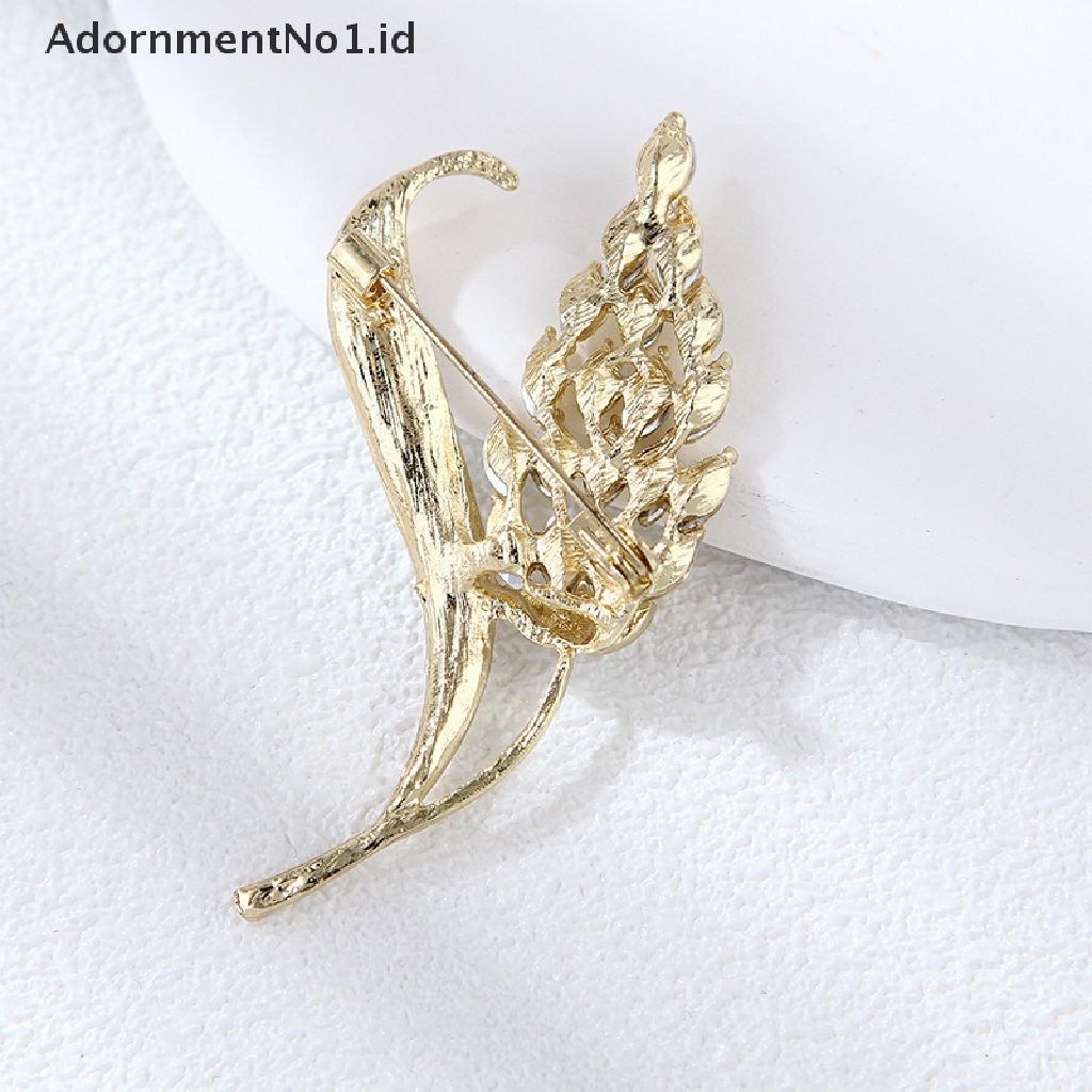 [AdornmentNo1] Golden Ear Of Wheat Bros Wanita Halus Berlian Imitasi Gandum Telinga Bros Kerah Pin Jas Bros Perhiasan [ID]