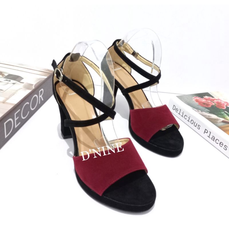 MONNA KH 05 Sandal wanita heels 9cm suede