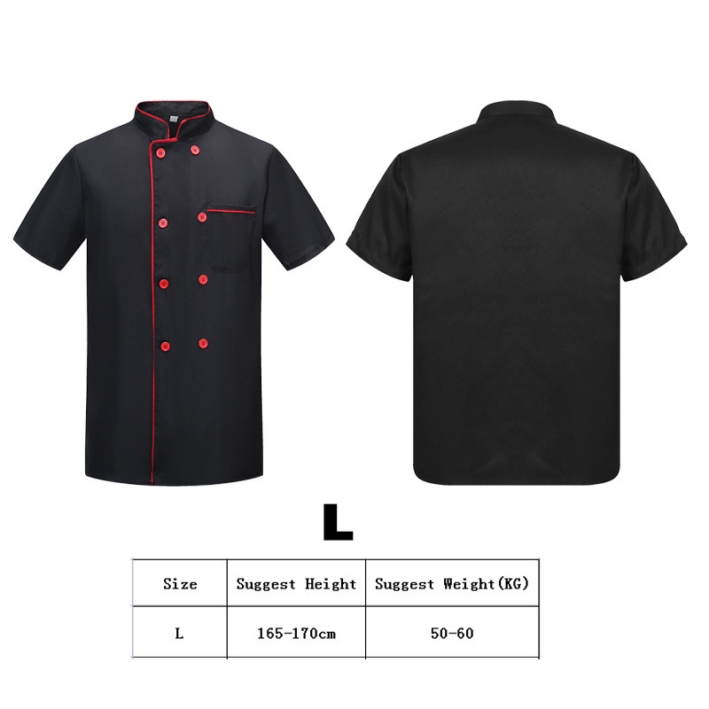 Baju Seragam Chef Lengan Pendek Chef Baju Koki Jacket Lengan Pendek Unisex Pria Wanita