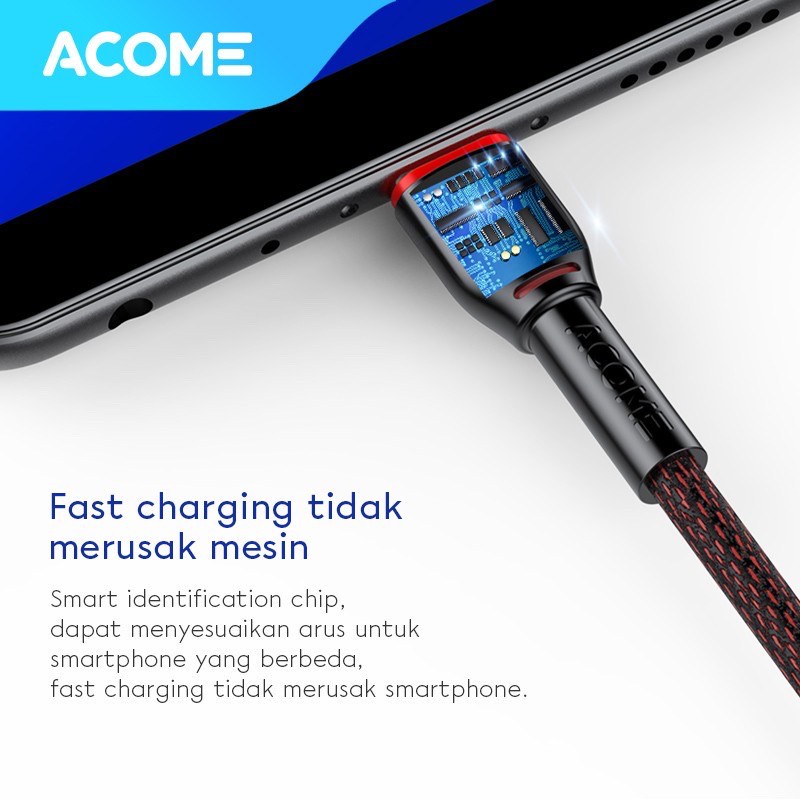 Kabel Data MICRO USB ACOME ASM010 Fast Charging 2.4A Garansi Resmi 1 Tahun