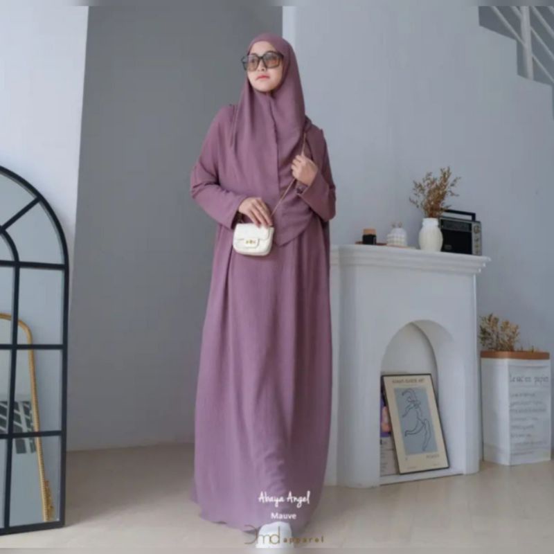 ONE SET ABAYA ANGEL GAMIS CRINGKLE BUSUI