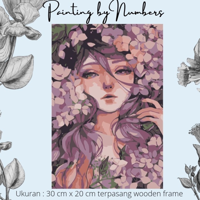 

[TERBARU] DIY painting by number 30x20cm kerajinan tangan - Flower Lady