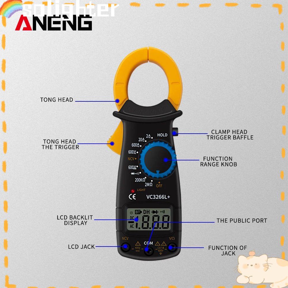 Solighter Digital Clamp Meter ANENG VC3266L+True RMS Temp phm Tester Arus Listrik