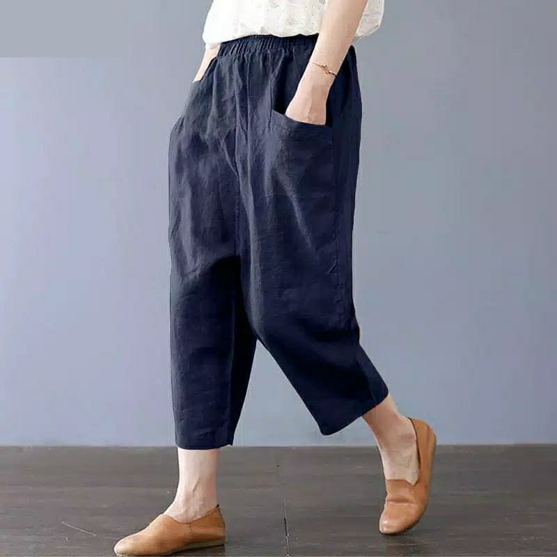 Yasmin Baggy Pants Premium - Baggy Linen Rami Cullote Pants - Celana Wanita 7/8 - Celana Wanita Baggy