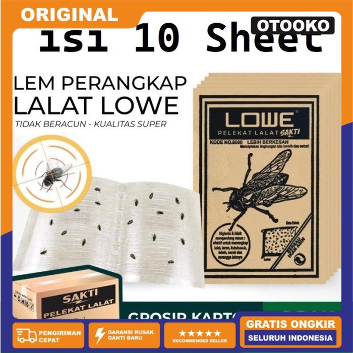 isi 10 Lem Papan kertas Lalat Kecoa Cicak Cap LOWE Sakti Glue Pad