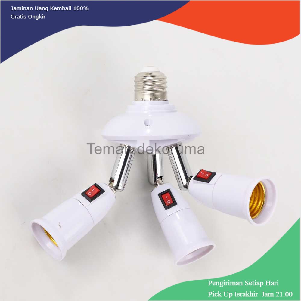 TD - LMP ASMTLED Fitting Lampu Bohlam Studio LED Cabang 3 with Switch E27 - E344