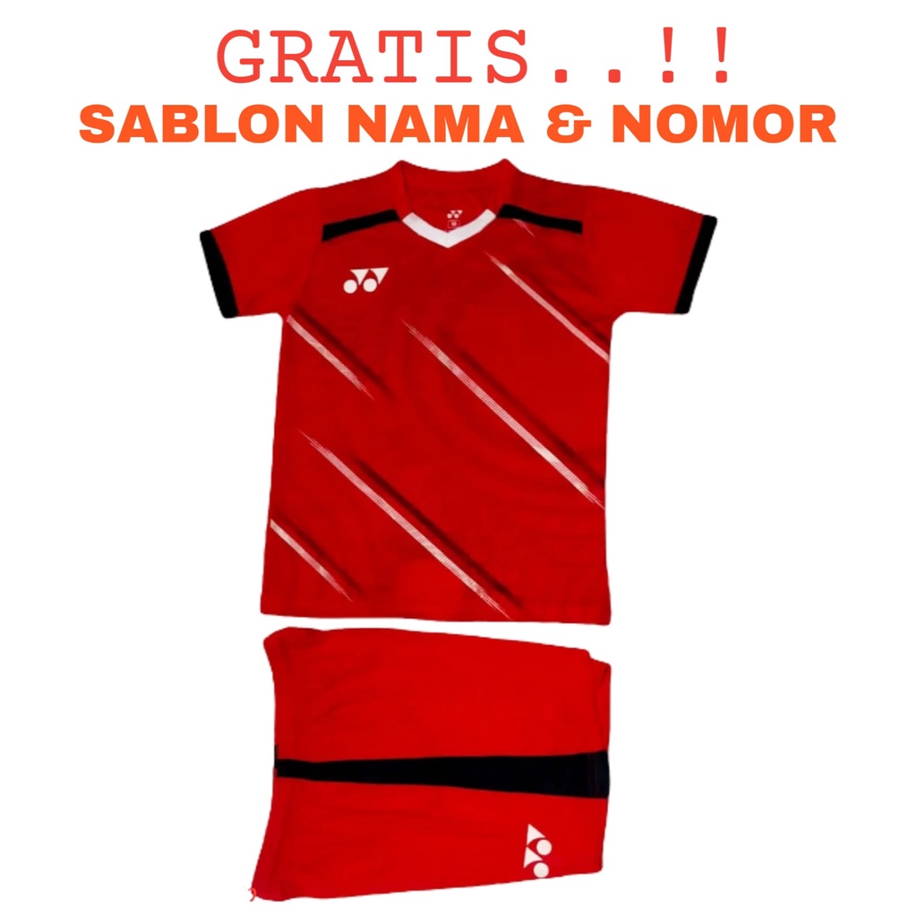 ( FREE SABLON NAMA &amp; NOMOR ) Baju olahraga anak laki/perempuan kaos badminton bulutangkis tenis voli bola futsal terbaru