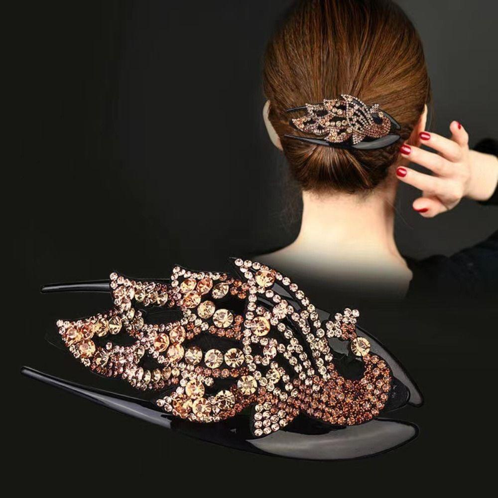 Rebuy Flower Hair Clip Gadis Manis Merak Ibu Rambut Cakar Antik Hiasan Kepala Gaya Rambut Alat Gaya Korea Jepit Rambut