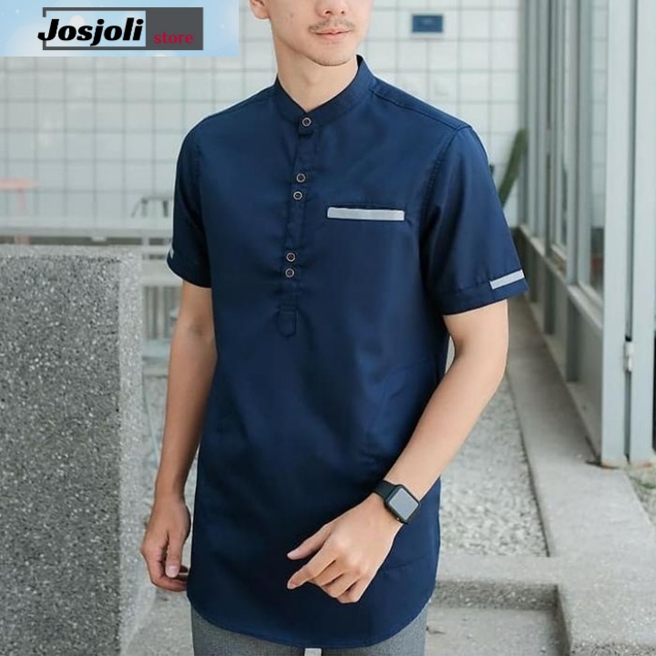 JOSJOLI_STORE/Baju Koko NOBU/Kemeja Koko Pria Dewasa Lengan Pendek/Pakaian Pria Muslim/Size S,M,L