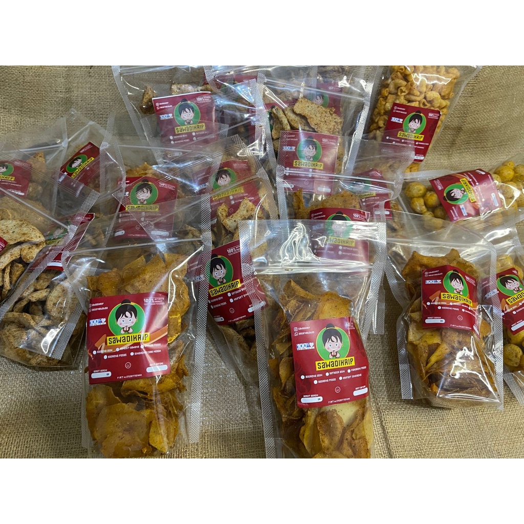 

Snack Bundling Basreng Pedas / Kripset Cabe Merah / Emplod Cimol Pedas / Batagor Asin Ikan