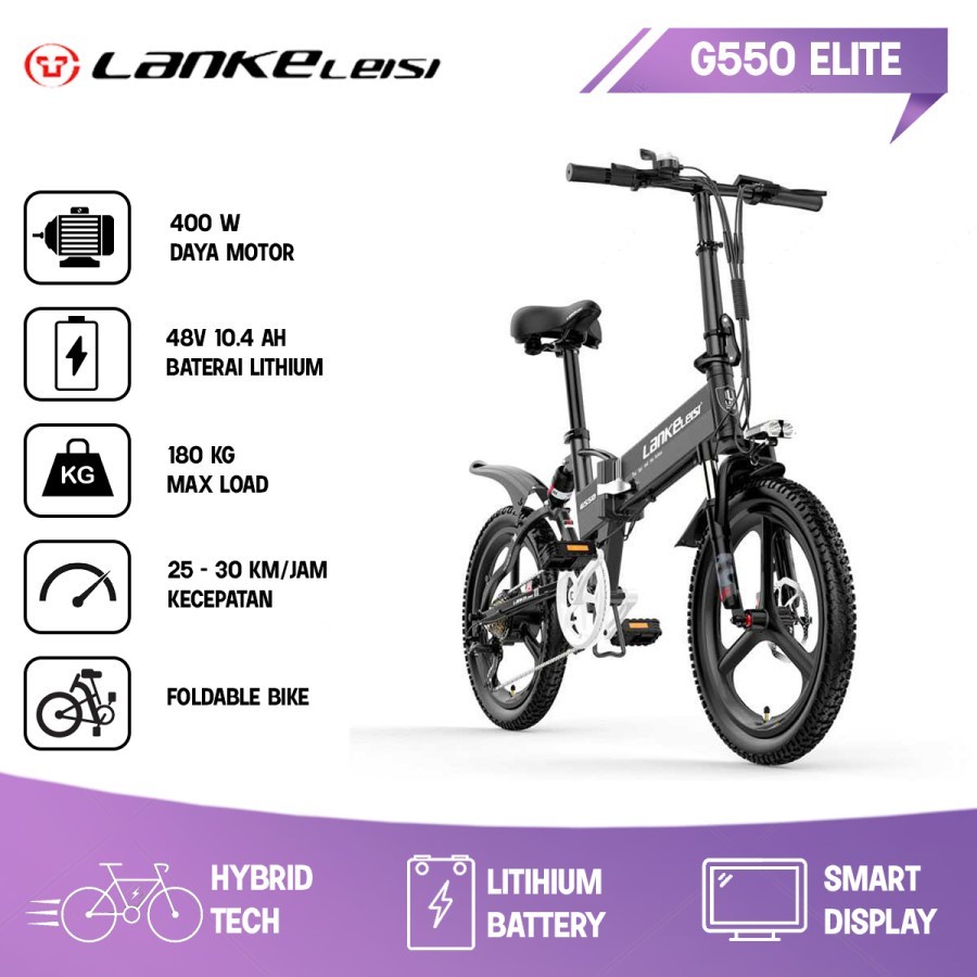 Sepeda Lipat Listrik Lankeleisi G550 Elektrik Smart Moped Elite Grey