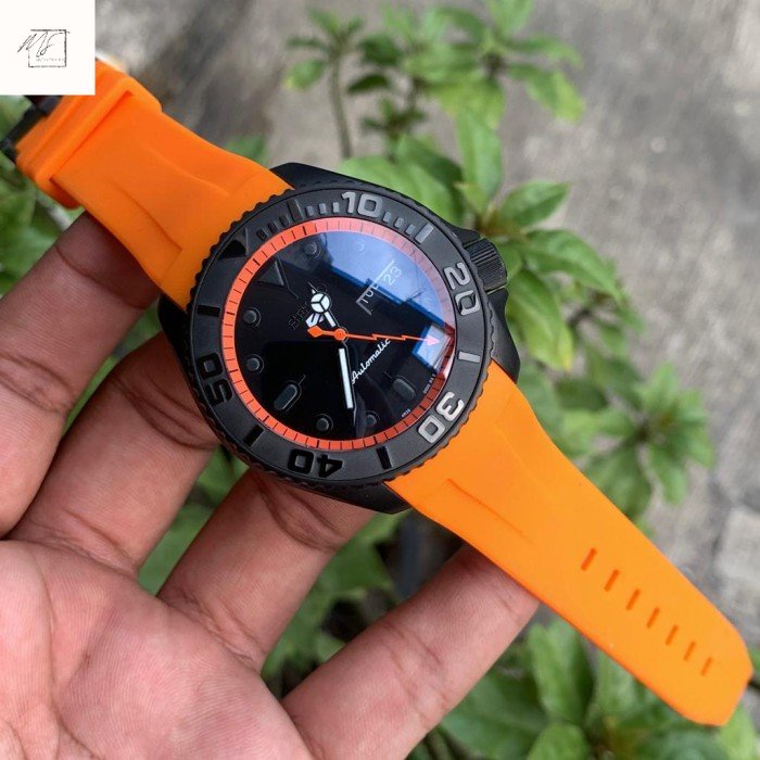 Mod Seiko Yacht Master NH35 Automatic Seiko Mod Rubber Orange