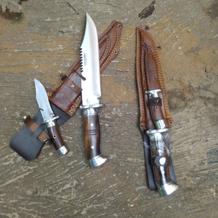 Pisau Sangkur Bowie Rambo Survival baja Per isi 2