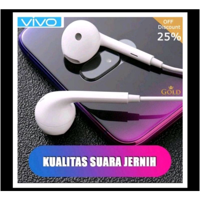 Original Headset earphone handsfree VIVO kualitas Bass support 3d/5d/8d audio